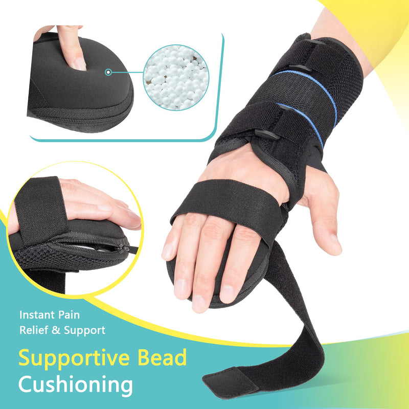 Resting Hand Splint, Stroke Hand Wrist Brace for Carpal Tunnel Night Support, Pain Relief for Stroke Recovery, Flexion Contractures, Arthritis, Tendonitis, Right Hand, Black, L