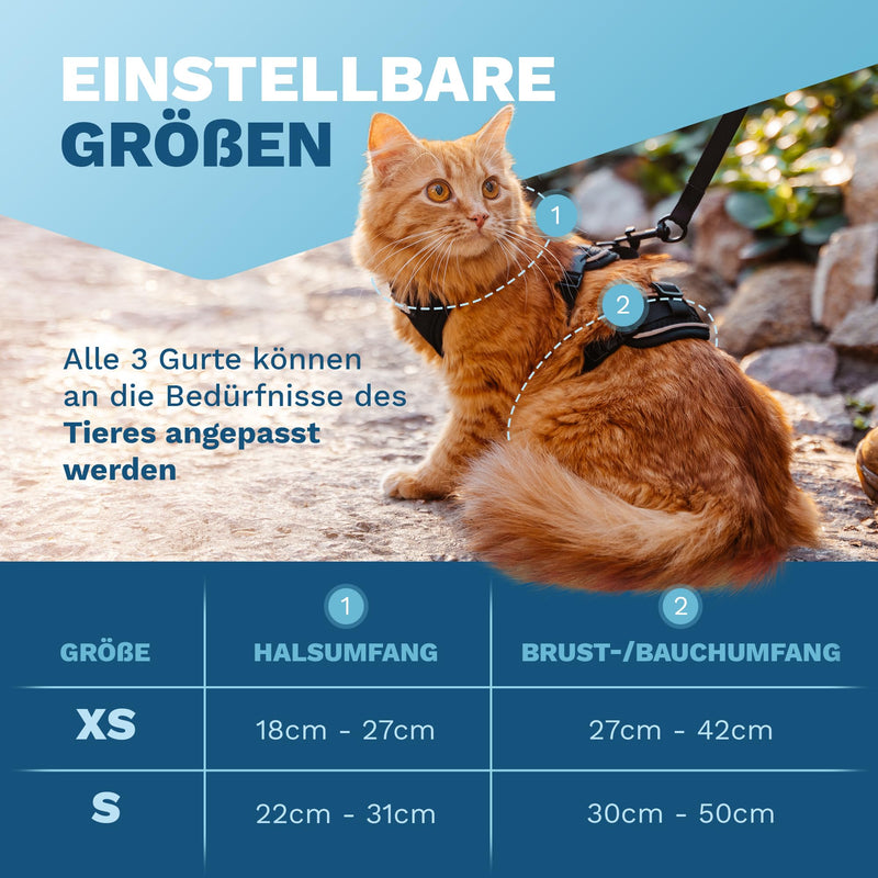 Pets Perfect Cat Harness - Extra escape-proof cat harness with leash - Cat leash - Our cat harness set brings safety to your walks (S) S - BeesActive Australia