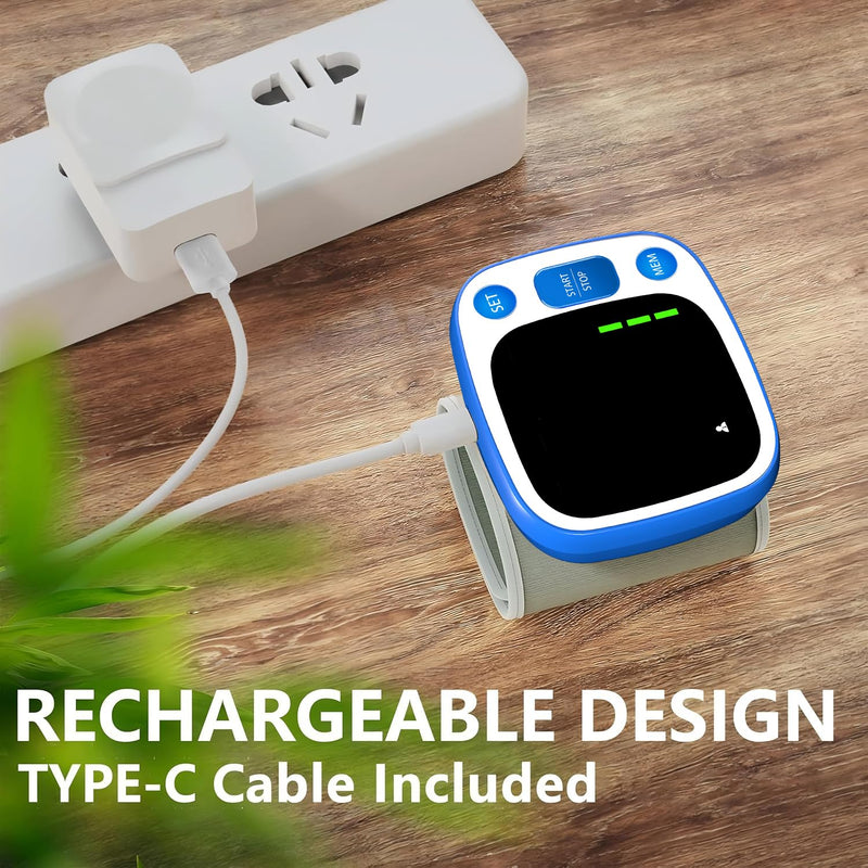 Oklar Wrist Blood Pressure Monitor, FDA Cleared Rechargeable BP Machine Blue