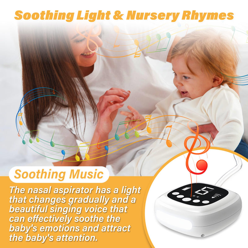 TopQuaFocus Electric Baby Nasal Aspirator, Nose Sucker for Toddler, 9 Levels Suction Power for Children's Nasal Cleans, Soothing Night Light and Nursery Rhyme, 5 Silicone Tips - BeesActive Australia