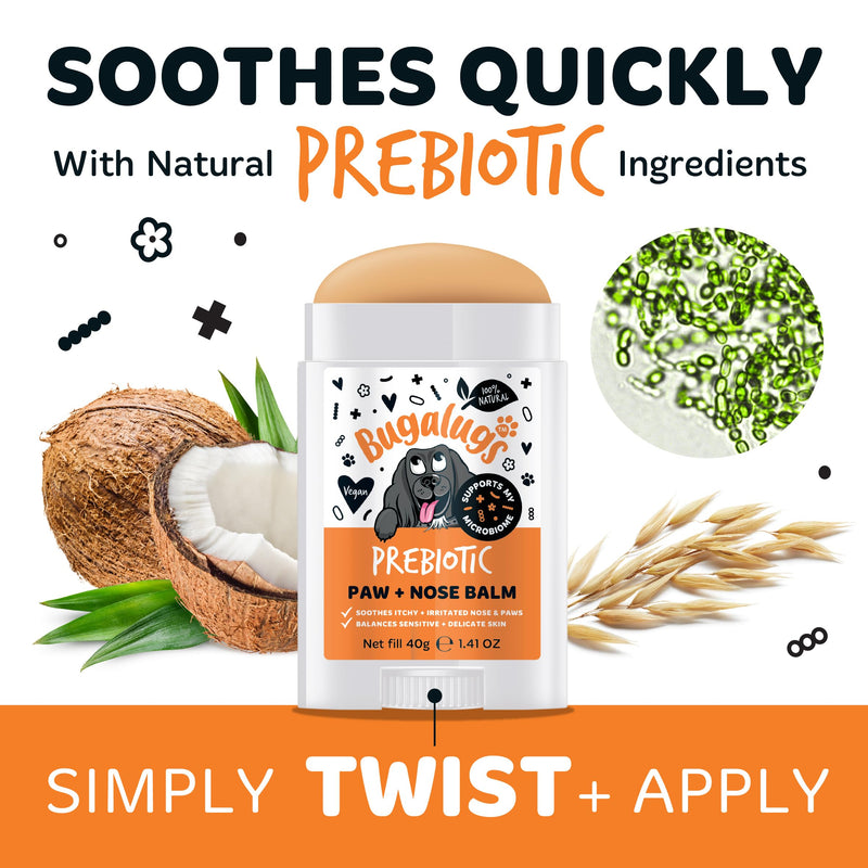 Bugalugs Prebiotic Dog nose balm, Natural lick safe Paw balm for dogs contains Pumpkin Powder for itchy skin and supports your dogs Microbiome (Prebiotic Paw & Nose Balm) Prebiotic Paw & Nose Balm