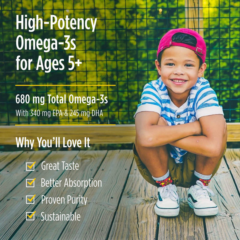 Nordic Naturals ProOmega Junior - Fish Oil, 340 mg EPA, 245 mg DHA, Support for Healthy Neurological, Nervous System, Eye, and Immune System Development*, Strawberry Flavor, 90 Soft Gels | 340 mg EPA, 245 mg DHA, Support for Healthy Neurological, Nervo...