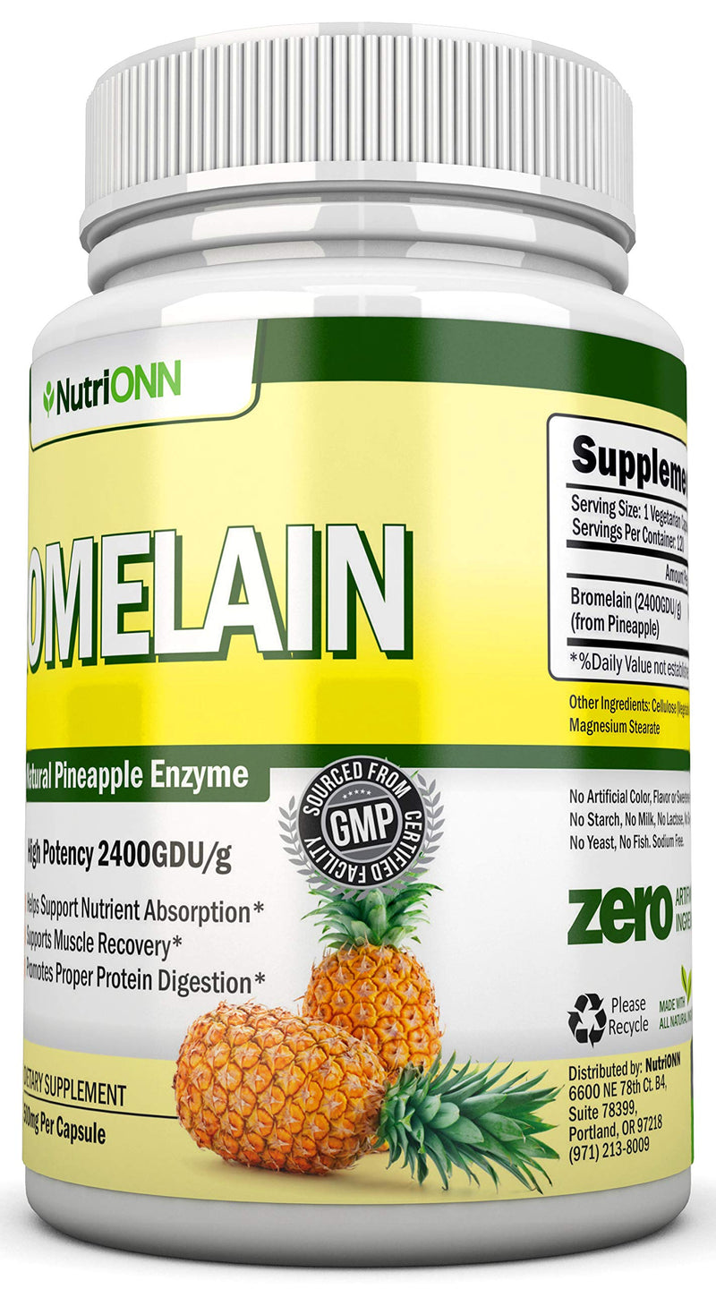 Bromelain - 500mg - 2400 GDU - 120 Vegetable Capsules - Pure Pineapple Enzyme Extract - Supports Digestion and Nutrient Absorption - Great for Recovery and Joint Health - BeesActive Australia