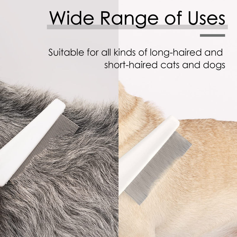 ThinkPet Flea Comb for Cats and Dogs Tear Stain Fine Tooth Pet Eye Comb Brush Metal Tick Grooming Hair Comb for Puppy Dogs Small White White-S - BeesActive Australia