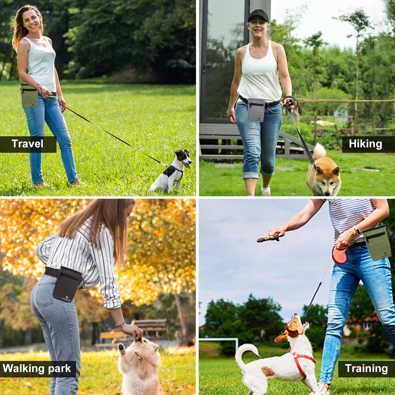 Dog Training Treat Pouch,Hands-Free Dog Treat Bag,Puppy Treat Pouch,Dog Training Bag with Adjustable Belt, Metal Clip-Green Green - BeesActive Australia