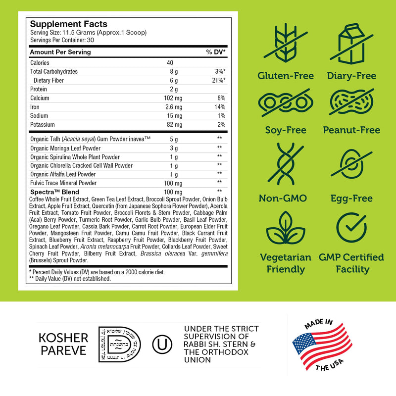 Zahler Core Greens Powder Nutrition Supplements - Superfood Powder - Super Green Juice & Smoothie Mix - Phytonutrient Rich with Spirulina, Chlorophyll & More - Kosher Superfood Spearmint