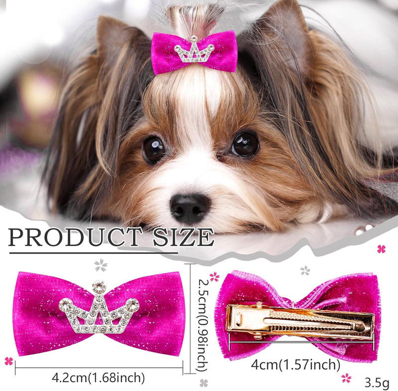 Dog Hair Crown Bows with Clips for Small Dogs, Bulk 20pcs Cute Handmade Pet Dog Bows Girl Clips, Puppy Yorkie Dog Hair Grooming Bowknot Alligator Clips for Doggies Hair Accessories - BeesActive Australia