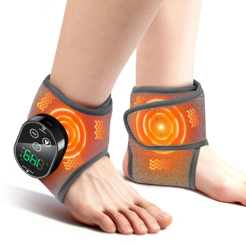 BAISEMAIN 2PCS Foot Renew Massager for Neuropathy - Ankle Heating Pad with Massage, Portable Cordless Design for Home & Travel Use, Gray 2pcs Gray - BeesActive Australia