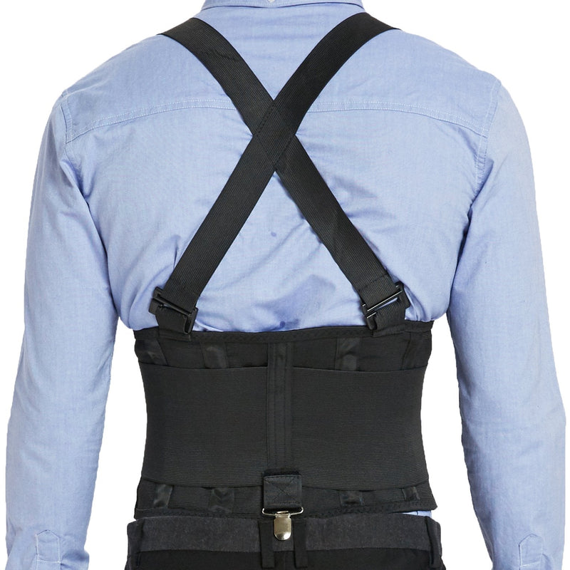 NeoTech Care Back Brace for Work with Removable Pants Clips & Detachable Suspenders - Back Support Belt - Adjustable, Light, Breathable - Posture (Black, Size XXL) Black