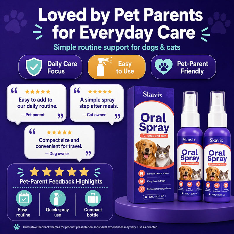 pet Oral Spray, No-Brush Oral Care Spray for Dogs and Cats, Easy Pet Mouth Spray for Fresh Breath Routine, Daily Pet Mouth Care Routine, 30ML / 1.02 FL OZ (2) 2