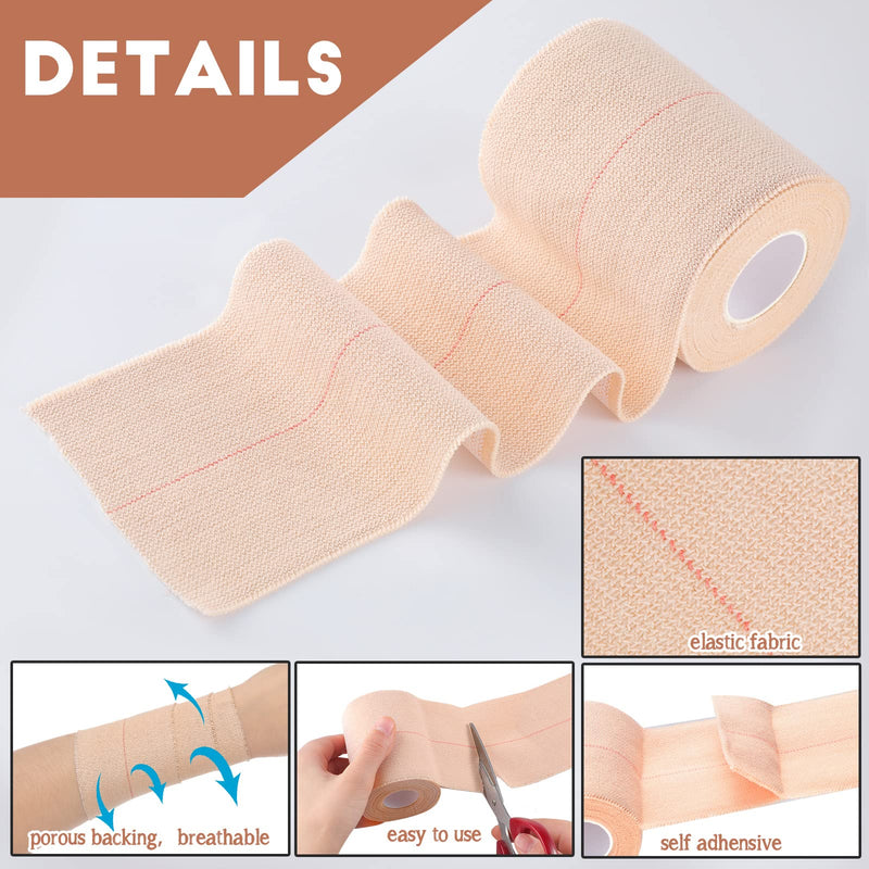8 Rolls Elastic Adhesive Bandage Tape Medical Bandage Wrap Athletic Tape Sports Tape Flexible Stretch Skin Tape Bandages Strips for Ankle, Knee, Wrist Sprains Animal Pets (4 Inch x 5 Yard) 4 Inch x 5 Yard - BeesActive Australia