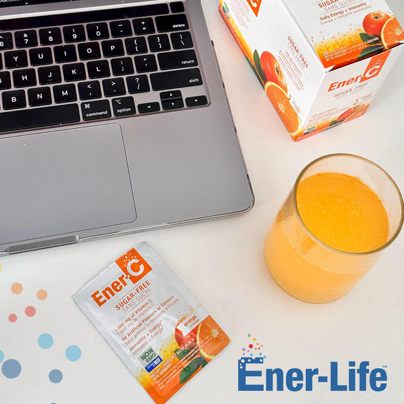 Ener-C Multivitamin Drink Mix, No Sugar - Orange & Lemon Ginger, 60 Count | Vitamin Powder for Water, Electrolytes Powder, Hydration Boost Packets, Zero Sugar, Vitamin C & B12