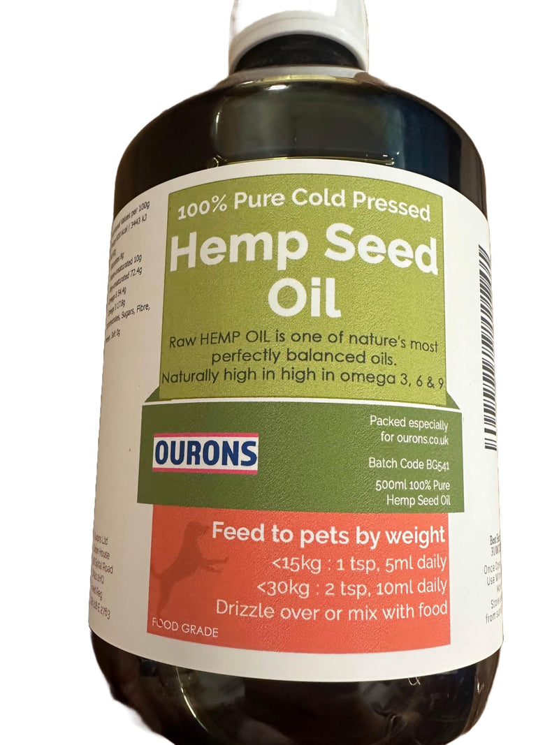 Hemp Oil for Dogs 500ml - Cold Pressed Food Grade 500 ml (Pack of 1)