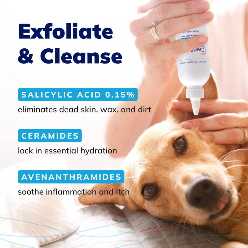 Covetrus CeraSoothe® SA Ear Cleansing Solution for Dogs, Cats & Horses – Salicylic Acid Formula to Remove Wax, Debris & Odor, 16 oz