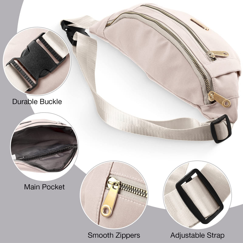 3 Pcs Waterproof Fanny Packs for Women and Men Waist Pack with Adjustable Strap Waist Pouch for Sports Running Exercise Walking Travel Black, Gray, White