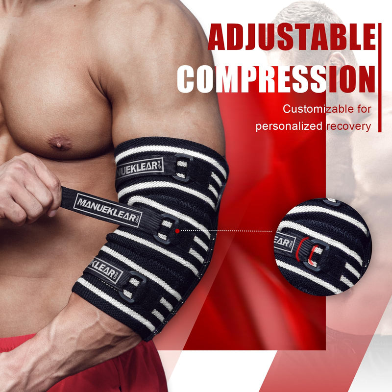 MANUEKLEAR Elbow Sleeves for Weightlifting, Adjustable Elbow Wraps for Weightlifting (XXL(14"-15")) XXL(14"-15")