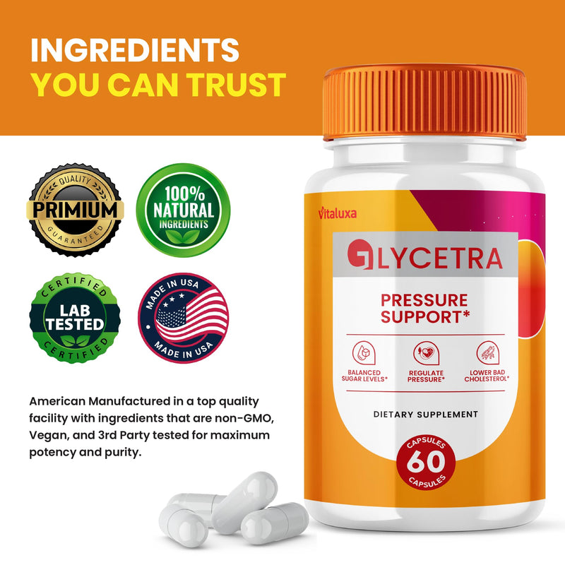(2 Pack) Glycetra Capsules, Glycetra Blood Support Supplement Advanced Formula Premium Blend All Natural Balance Flow, Glicetra Pills Maximum Strength Glycogen Support Health Wellness Review (120 Ct)
