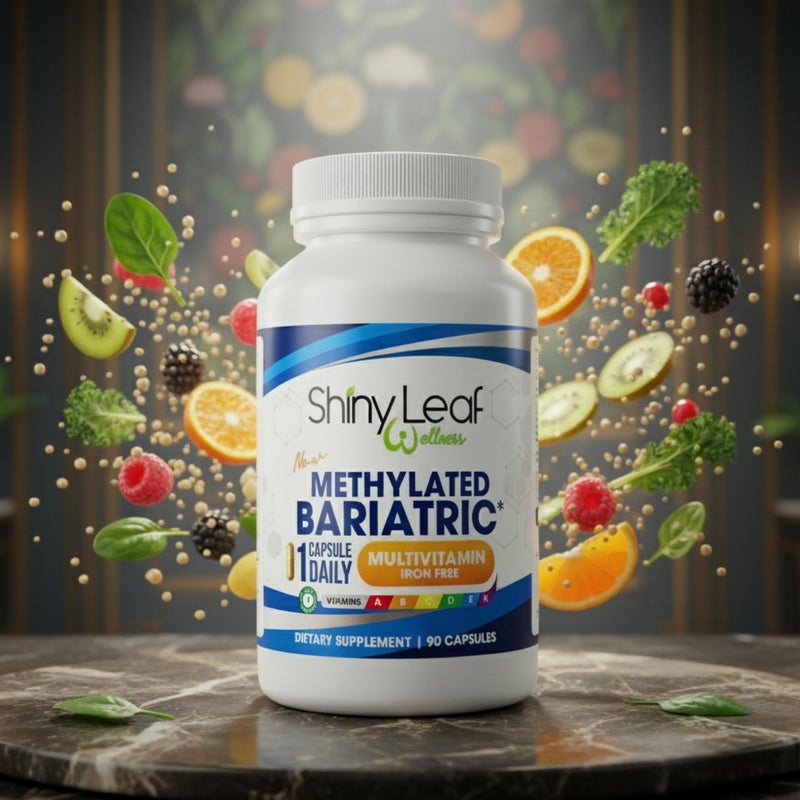 Shiny Leaf Bariatric Multivitamin Without Iron, Methylated B12, 90 Count | Iron-free, methylated folate and B12, plus A, C, D, K. Vegetarian, soy-free 90 Count (Pack of 1)