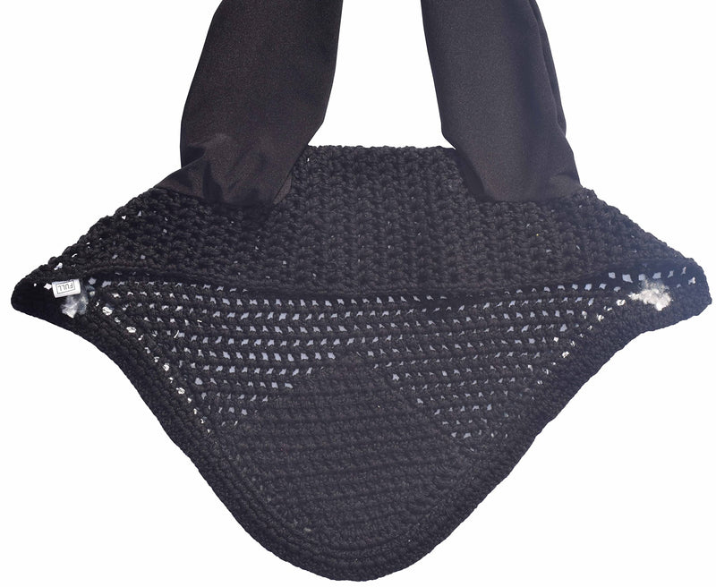 Horse Ear Bonnet Ear Net Hat Fly Bonnet Hood Mask Fly Veil Full Hand Made Cotton Double Piping (COB, Black/White & Grey) COB BLACK / WHITE & GREY - BeesActive Australia