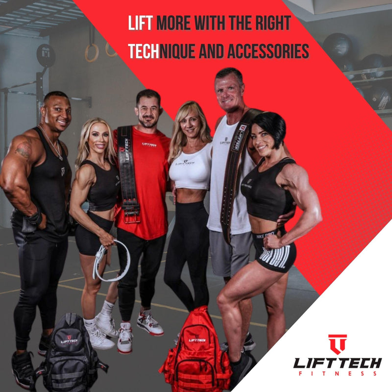 Lift Tech Fitness 6'' Men's Padded Leather Lifting Belt - Weight Lifting Belt for Men - Workout Belt for Men Weightlifting, Strength Training, Powerlifting in Black & Red Medium - BeesActive Australia