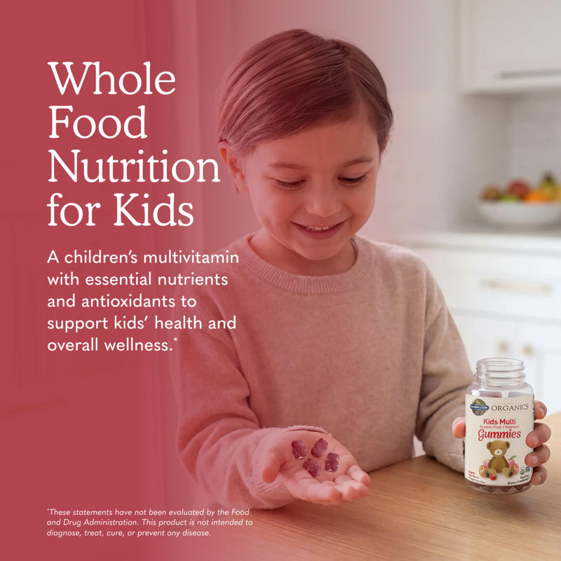 Garden of Life Organics Kids Gummy Vitamins - Fruit - Certified Organic, Non-GMO & Vegan Complete Children's Multi - B12, C & D3 - Gluten, Soy & Dairy Free, 120 Real Fruit Chew Gummies 120 Count (Pack of 1)