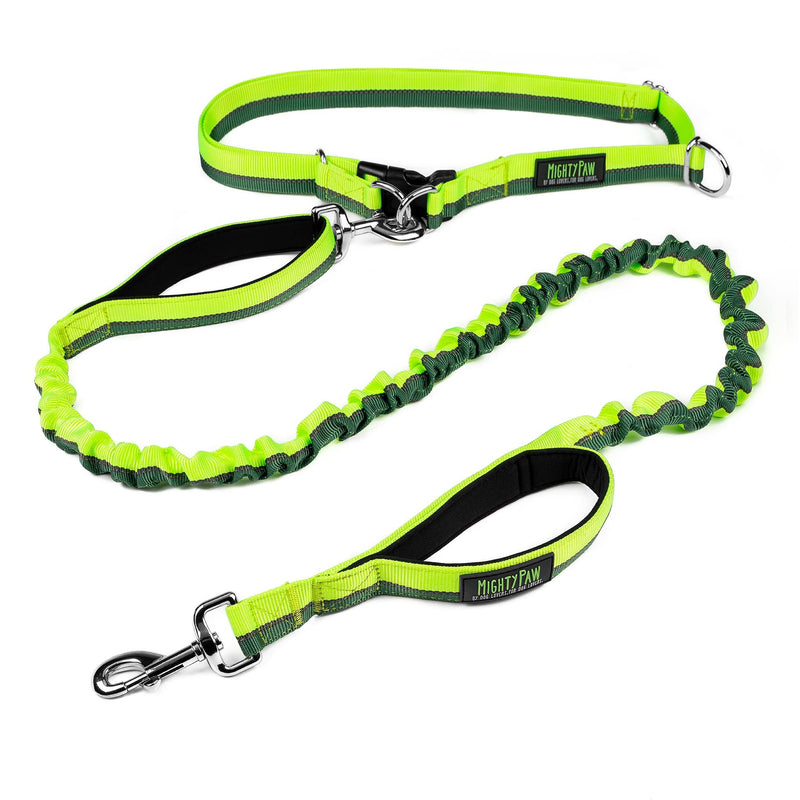 Mighty Paw Hands Free Dog Leash | Bungee Waist Leash for Dog Walking. Pet Running Hands Free Tether for Large, Medium & Small Breeds. Pet Waist Belt (36" - 48") Up to 150 lbs - Green 48" (Most Popular) - BeesActive Australia