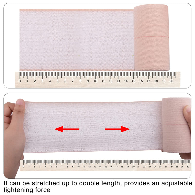 BQTQ 6 Rolls Elastic Adhesive Tape 4 Inch Elastic Bandage Wrap Self Adhesive Wound Wrap Self Adherent Stretch Bandage Sports Tape Elastic Tape Bandage for Wrist Ankle Swelling Sprains (Beige) 4 Inch 6Rolls - BeesActive Australia