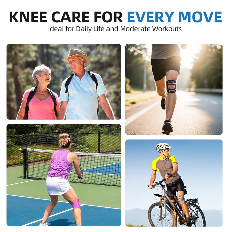 CAMBIVO Patella Tendon Support Knee Brace for Women & Men, Adjustable Knee Strap with Gel Pad & Side Stabilizers, Breathable Lightweight Knee Support for Running, Training & Daily Use (Black, S/M) Black - BeesActive Australia