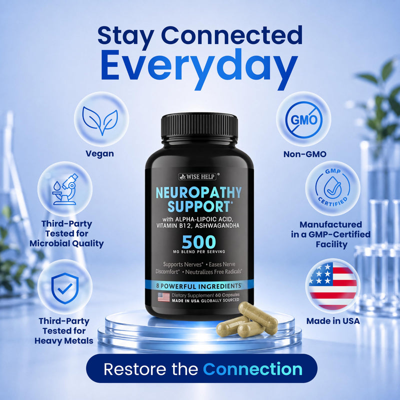 Neuropathy Support Supplement - Made in USA - Vitamin & Botanical Formula for Daily Wellness - Hands, Neck, Feet & Toes - Pack of 2 60 Count (Pack of 2)