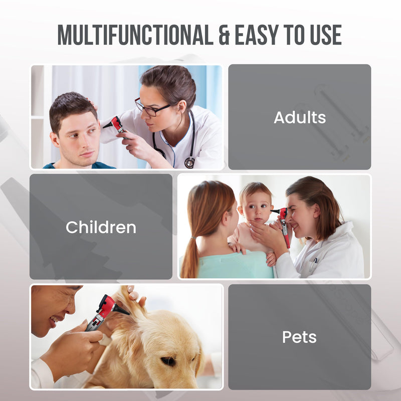 Otoscope with Light - Complete Set of Ear Scope for Examination at Home - Ear Infection Detector - Red - BeesActive Australia