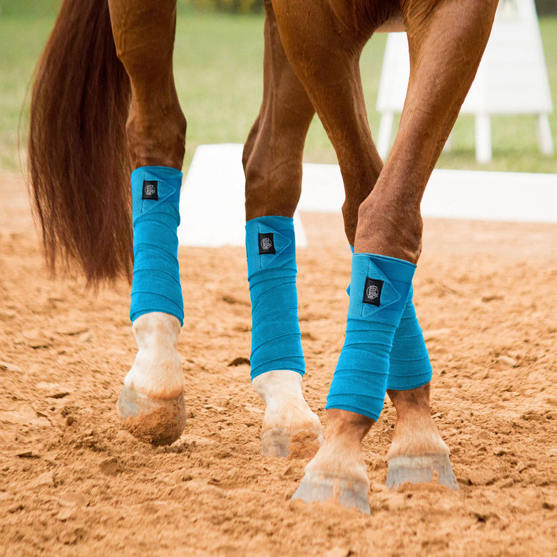 Equine Fleece Polo Wraps, Turquoise - (Set of 4) Horse Leg Bandages - BeesActive Australia