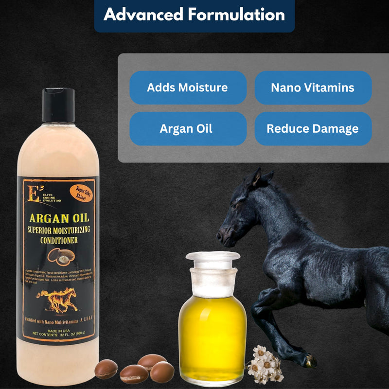 E3 Argan Oil Conditioner - Ideal for Dry, Damaged Hair, Leave-in or Rinse-Out, Strengthens, Moisturizes, Prevents Breakage, Split Ends, Nourishes Skin (32 fl oz) - BeesActive Australia