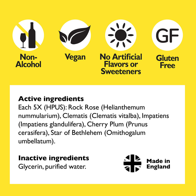RESCUE Bach Remedy Dropper 20mL, Natural Stress Relief, Homeopathic Flower Essence, Vegan, Gluten & Sugar-Free, Non-Habit Forming (Non-Alcohol Formula) 20ml (Non-Alcohol) 20 mL