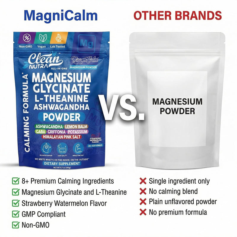 Magnesium Glycinate Powder Supplement + L Theanine Ashwagandha Glycine Apigenin Lemon Balm GABA 5HTP Pink Salt Potassium L Tryptophan Calcium | Powdered Sleep Aid Calm Trace Minerals Vitamin