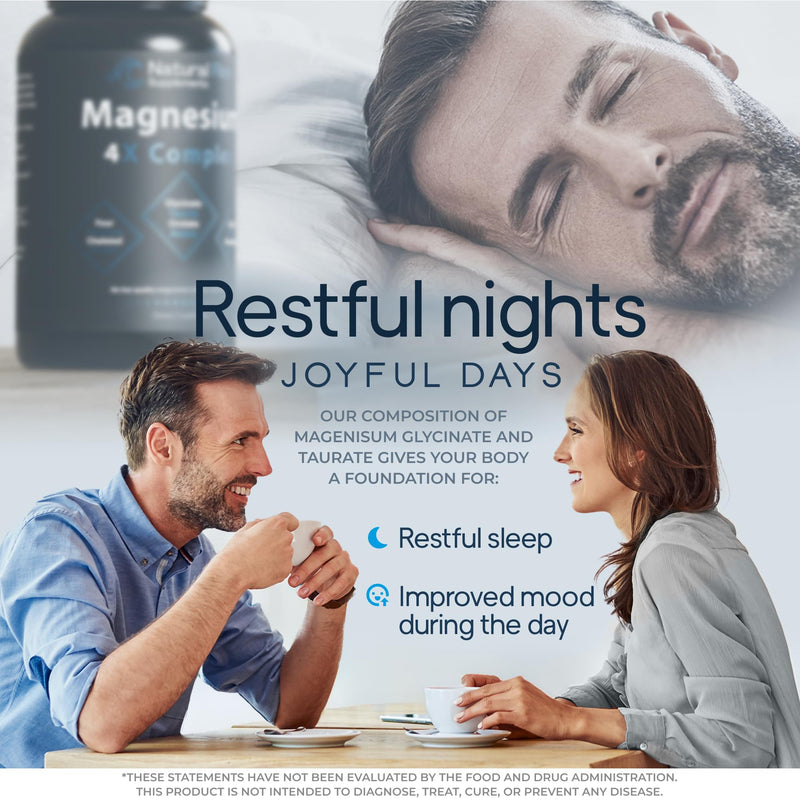 Natural Flow 4X Magnesium Supplement, Magnesium Glycinate, Taurate, Malate, Orotate Complex, Calm Sleep and Cramp Support Blend, No Mag Citrate or Oxide, 120 Capsules Natural 120 Count (Pack of 1)