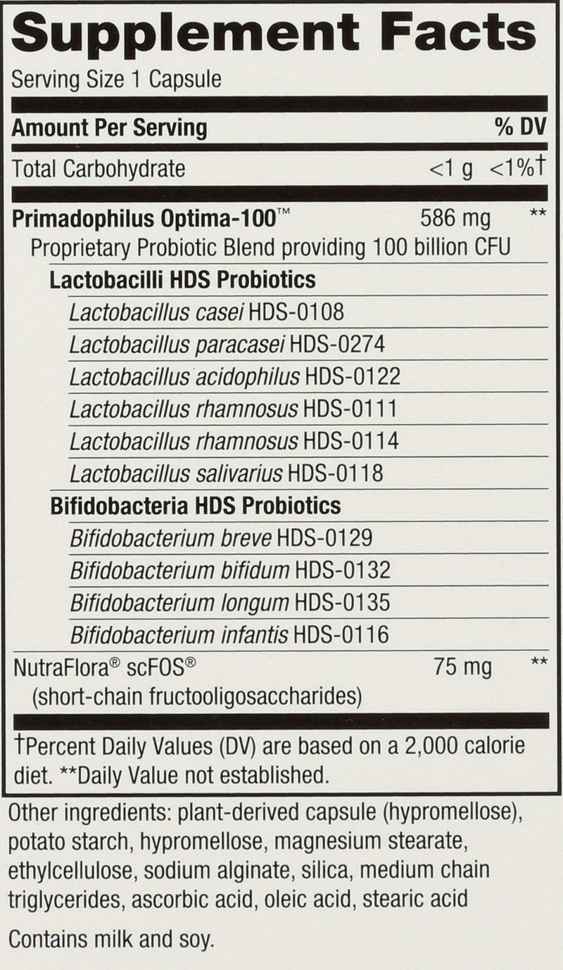 Nature's Way Fortify Optima Probiotic for Adults, 100 Billion Live Cultures, 16 Strains, Supports Digestive and Immune Health*, Plant-Based Prebiotic Fiber, 30 Capsules (Packaging May Vary)