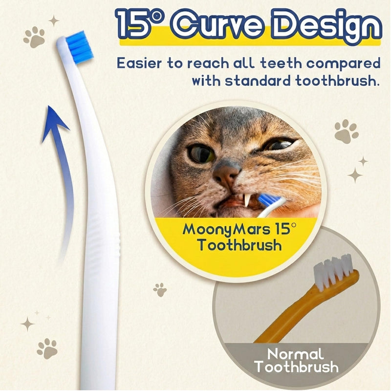 Cat Toothbrush Tiny, Small Dog & Puppy Tooth Brushing Kit, Ultra Soft & Mini 15° Curved Head Teeth Brush for Kitten Pet, Doggy Toothbrushes Deep Dental Clean, Soft Bristles, 2 PCS - White 1 Count (Pack of 2)