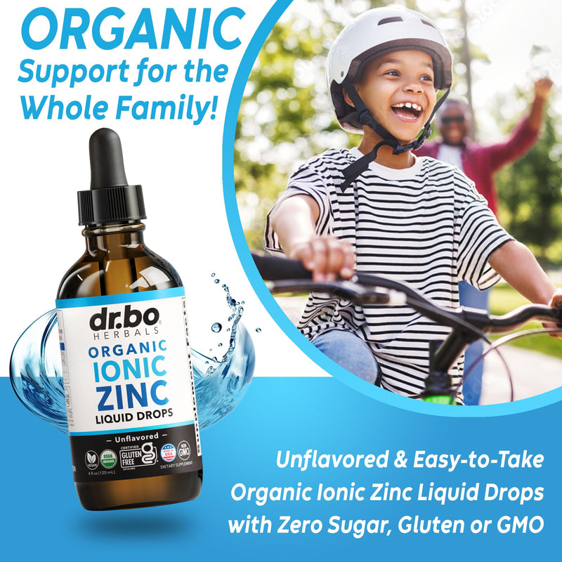 Zinc Supplements Liquid Drops Organic - Pure Organic Ionic Liquid Zinc Supplement Drops for Kids, Adults, Women & Men - Vegan, Skin Immune Support Supplements for Toddler Kids, Adults, Women, Men 4 Oz