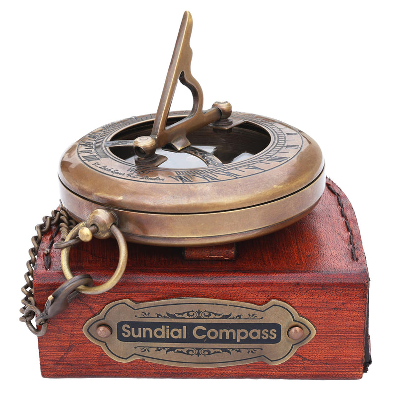 Brass Sundial - Push Open Compass - Steampunk Accessory – Unique Gift for Men - Beautiful Handmade - Sundial Clock – Sun Clock – Steampunk Clock for Him - Antique Decor - BeesActive Australia