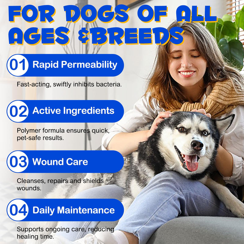 Dog Wound Healing Spray, Wound Healing And Skincare, Antimicrobial Spray, Reduce Itching And Skin Irritation, All Ages & Breeds 100Ml (Dog) Dog