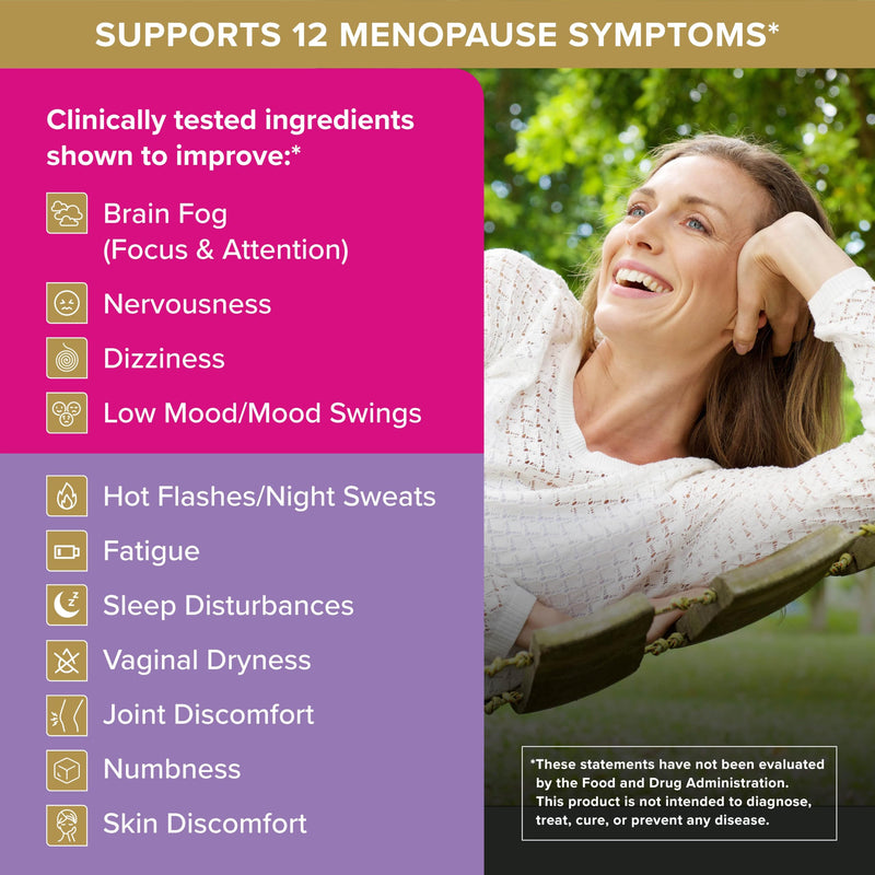 Qunol Menopause Relief +B6 Capsules, Peri to Post, Results in 4 Weeks, 60ct | Hormone Free Support for Fatigue, Brain Fog, Hot Flashes, Night Sweats, Mood Swings, Sleep Disturbances & Joint Discomfort