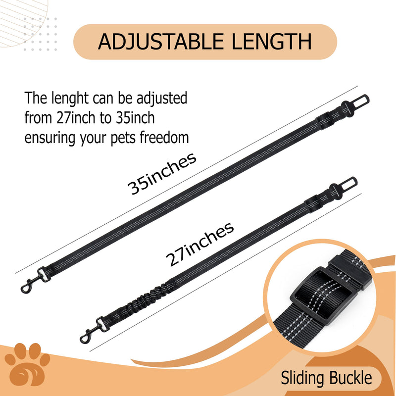 Reflective Bungee Dog Seatbelt Set of 2 with Hook, Adjustable Heavy Duty Elastic Pet Seat Belt for Vehicle, Durable Nylon Car Harness for Dogs, Pet Safety Travel - BeesActive Australia