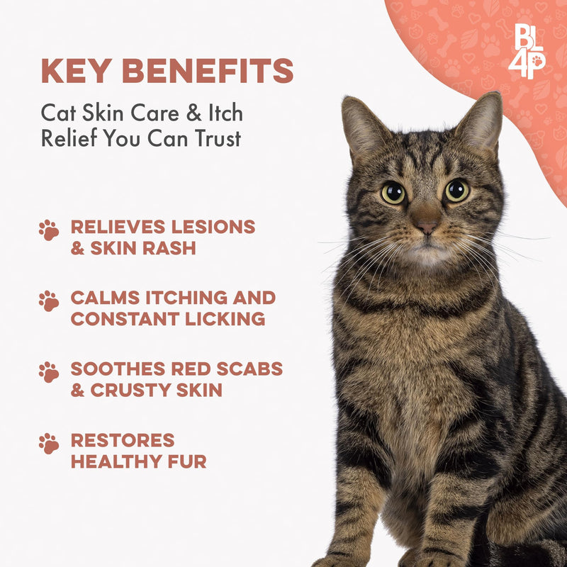 Mange Treatment for Cats, Natural Ear Mite Treatment & Cat Itchy Skin Relief, Helps with Scabs, Welts, Feline Dandruff, Shedding & Cat Allergy Relief & Immune Support, Relief for Seasonal Allergies