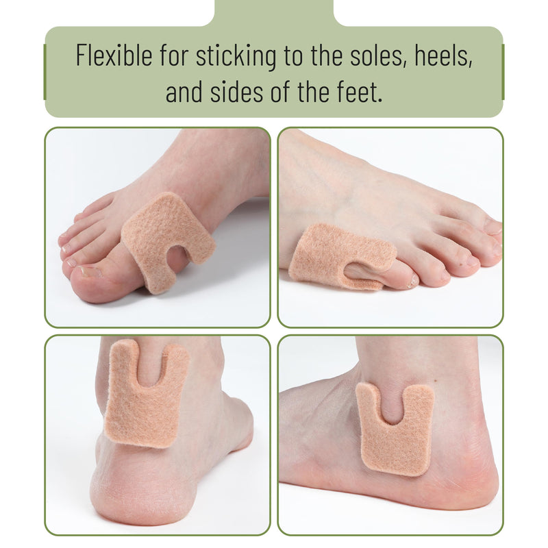Dr. JK- Felt Callus Cushions for Feet, 120 pcs, 1/5" Thick, Beige, U-Shaped Callus Pads for Bottom of Foot, Adhesive Corn Pads for Feet - BeesActive Australia