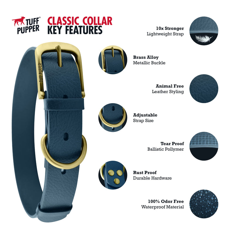 Tuff Pupper Classic Heavy Duty Dog Collar | 10x Stronger Than Leather | 100% Waterproof & Odor Proof Dog Collar | Tough Rust-Proof All Metal Hardware Medium (15-19" Neck) Forest Green Medium (15 - 19" Neck) - BeesActive Australia