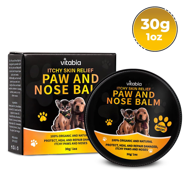 Cat and Dog Paw Balm - Pets Skin Treatment With Shea Butter, Vitamin E, Coconut Oil And Apple Cider Vinegar - Cat Acne, irritation and Itchy Dog Skin Relief With Nose Paw Balm for Dogs and Cat 30g Paw Nose Balm