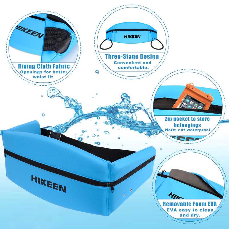 Hikeen Swim Belt for Adults/Kids,Water Aerobics Equipment with Fixing Straps and Zipped Pocket,Adults Pool Exercise Equipment for Pool Exercises and Workouts Blue Regular Size - BeesActive Australia