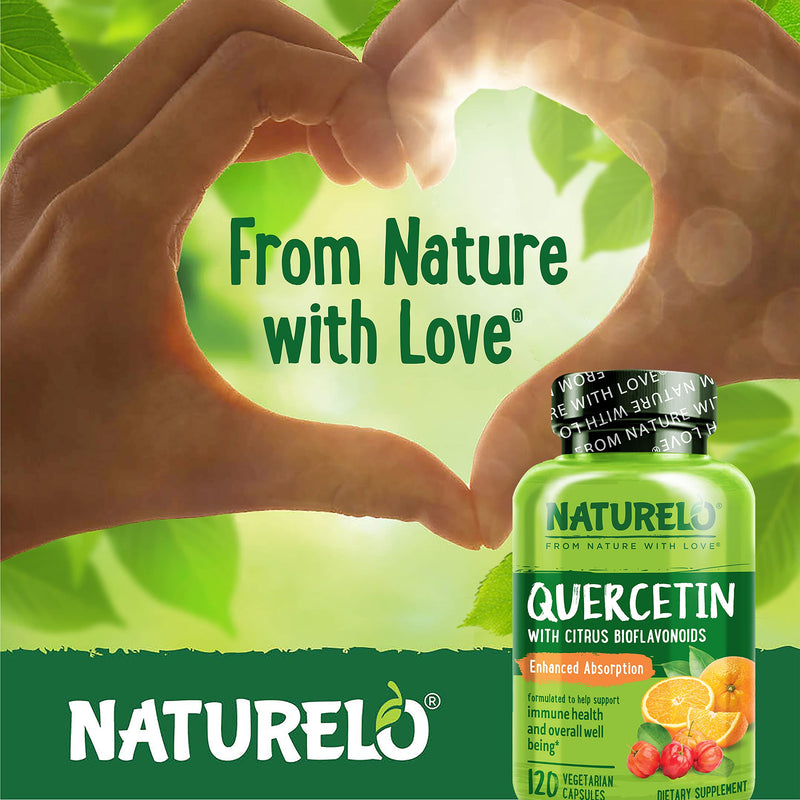 NATURELO Quercetin Citrus Bioflavonoid Complex - 120 Vegetarian Capsules | With enhanced absorption, immune support supplement, support immune function, antioxidant support Unflavored 120 Count (Pack of 1)