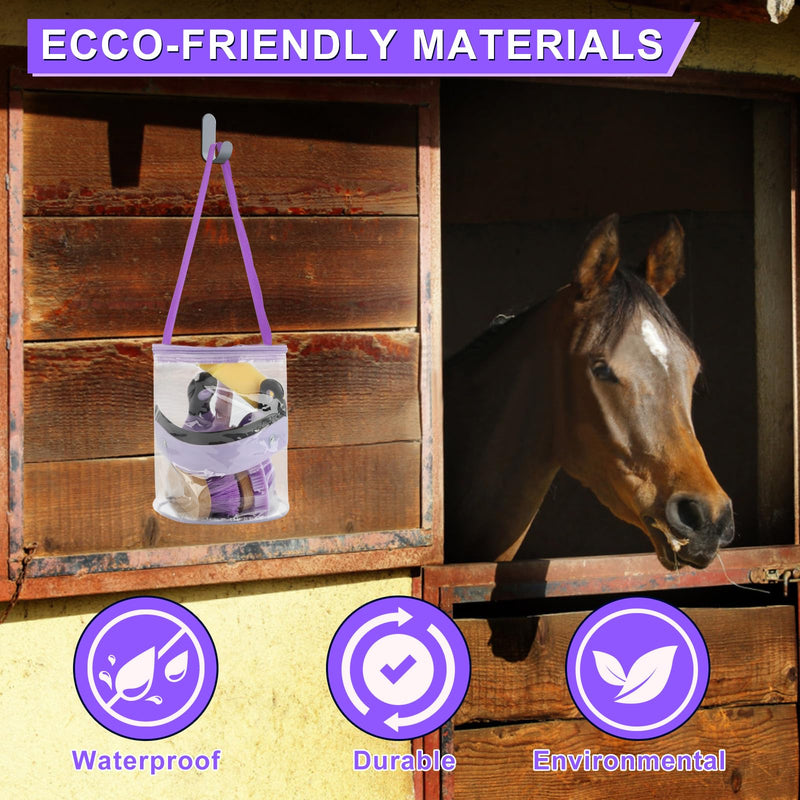 9 Pieces Horse Grooming Kits, Horse Brush Set with Tote Bag, Horse Bathing Supplies Sweat Scraper Bathing Sponge, Hoof Pick, Curry Comb for Horse Riders Beginners(Purple) Purple - BeesActive Australia