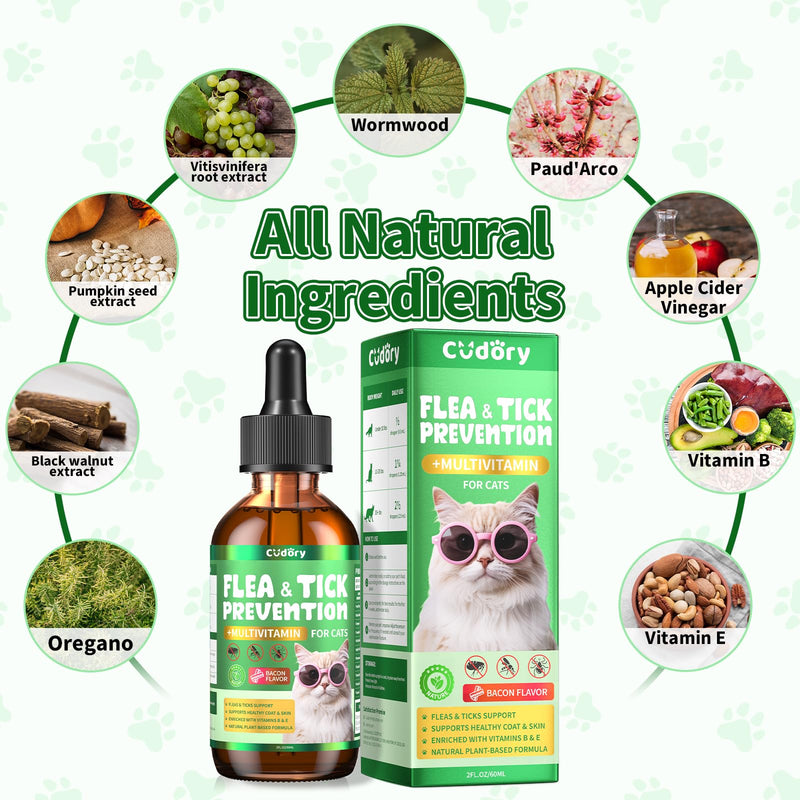 Flea & Tick Support for Cats, Fleas and Ticks Chews + Fleas and Ticks Drops Comfort Formula for Cat All Breeds & Ages